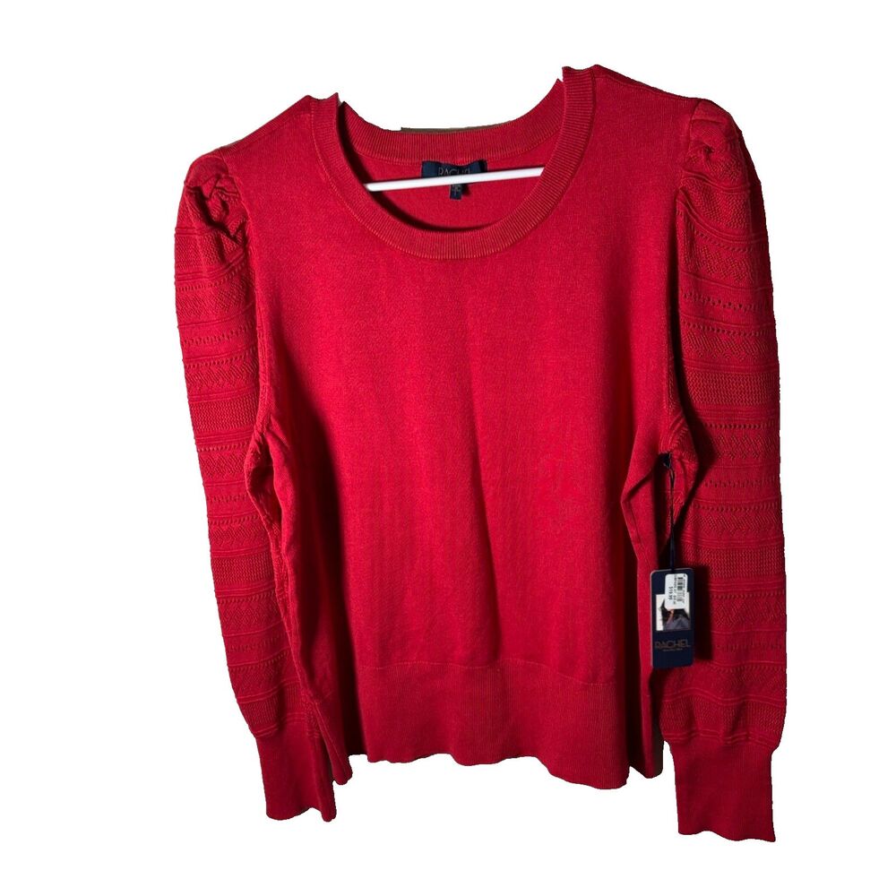 Rachel Roy Sweater Women's Large Red Round Neck Pullover Knit Casual